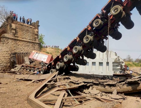 138 पहियों वाले ट्रॉले के वजन से टूटा 157 साल पुराना पुल, भोपाल-नागपुर हाइवे पूरी तरह बंद