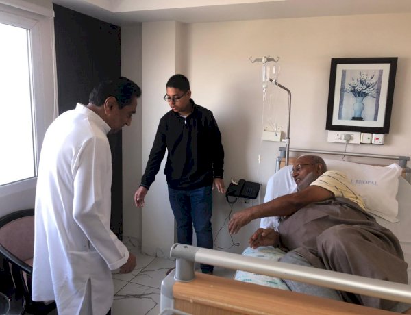 विधानसभा अध्यक्ष गिरीश गौतम से मिलने पहुंचे कमलनाथ, अस्पताल में जाना उनका हाल-चाल