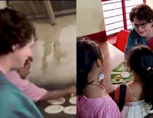 कर्नाटक चुनाव प्रचार के दौरान प्रियंका गांधी का अनोखा अंदाज़, बच्चों के लिए होटल में खुद बनाया डोसा