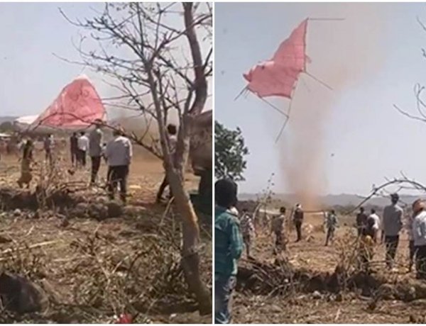 खरगोन में ऐसा उठा बवंडर कि इंसान छोड़ पतंग जैसे उड़ने लगा शादी का टेंट, मौके से जान बचाकर भागे लोग खरगोन में ऐसा उठा बवंडर कि इंसान छोड़ पतंग जैसे उड़ने लगा शादी का टेंट, मौके से जान बचाकर भागे लोग