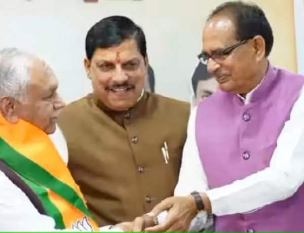 सुरेश पचौरी, मुख्‍यमंत्री डॉ. मोहन यादव और केंद्रीय कृषि मंत्री शिवराज सिंह चौहान 