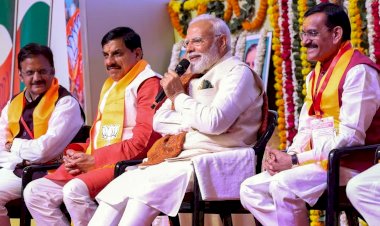बीजेपी नेताओं के साथ बैठक में पीएम मोदी।  बीजेपी नेताओं के साथ बैठक में पीएम मोदी।