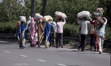 workers returning home on foot