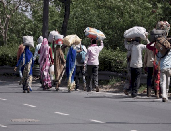 workers returning home on foot