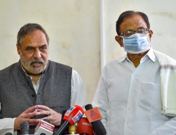 Senior Congress leaders Anand Sharma and P Chidambaramam